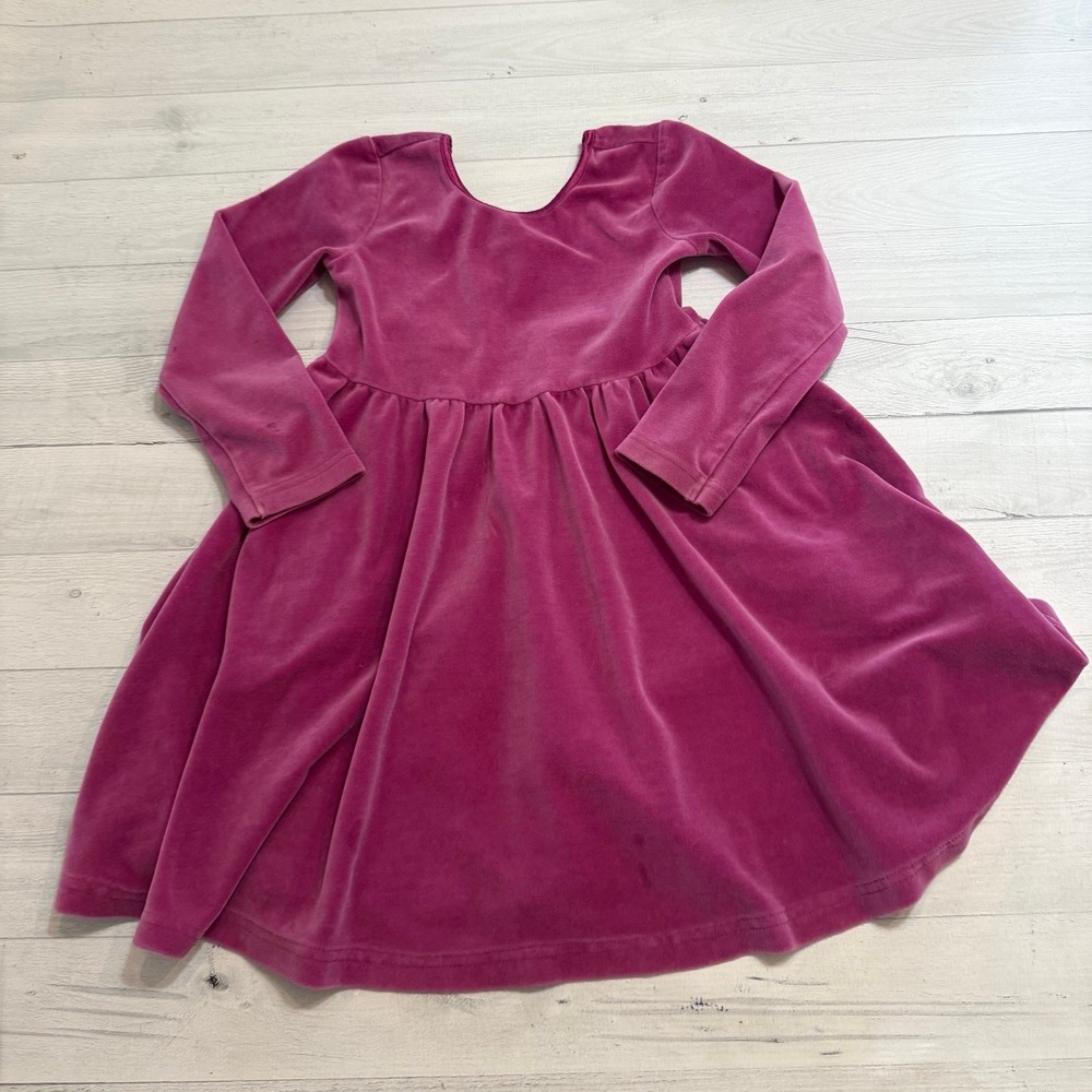 Hanna Andersson girls pink velour dress 110/5 *play*